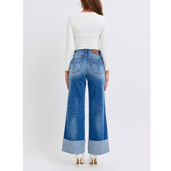 NWT ⭐ JUST DROPPED! Judy Blue Distressed High Waist Wide Leg Jeans, Flattering - Picture 6 of 11